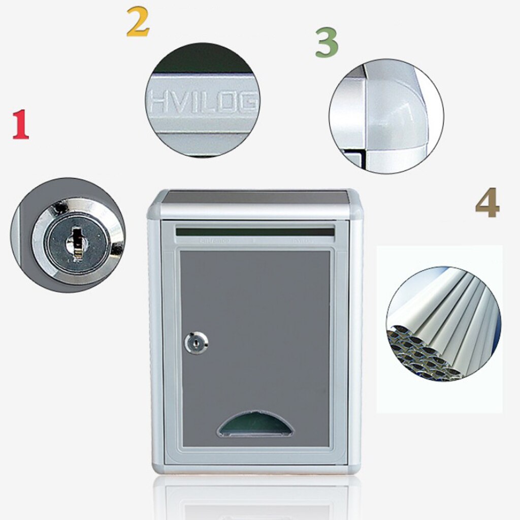Aluminium Alloy Locking Mailbox Postbox Newspaper Letterbox Parcel Boxes
