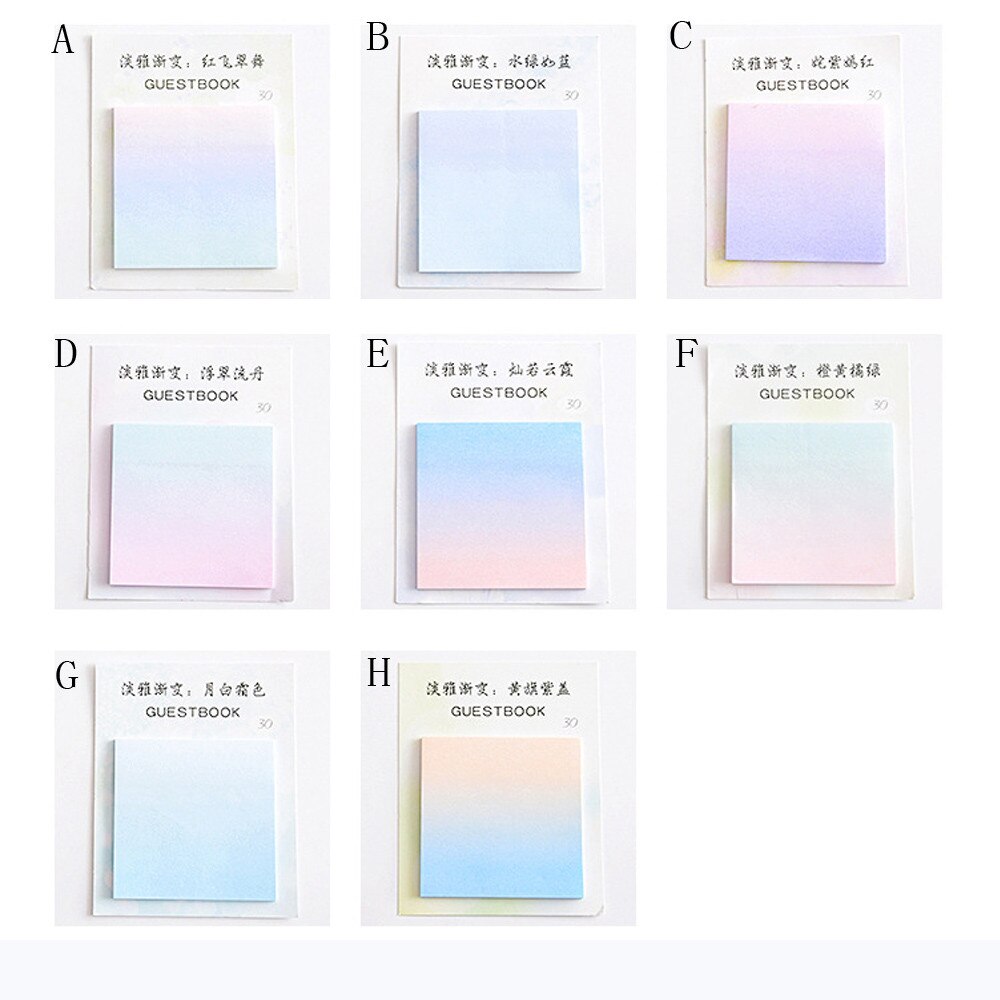 Kawaii klistrelapper gradient fargeserie selvklebende notatblokk klistrelapper bokmerke skole kontorrekvisita fersken klistrelapper