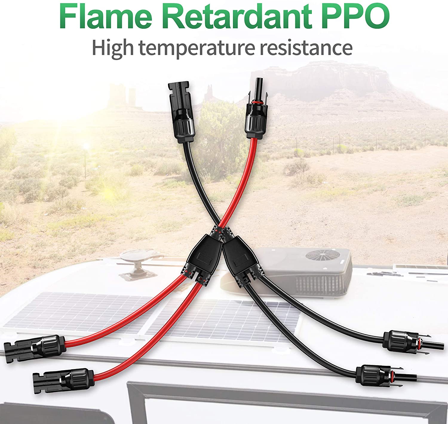 1Pairs Solar Connectors 30A Y Branch Parallel Adapter Cable 1 to 2 Solar Panel Connectors Solar Cable Connectors Wire Plug Tool