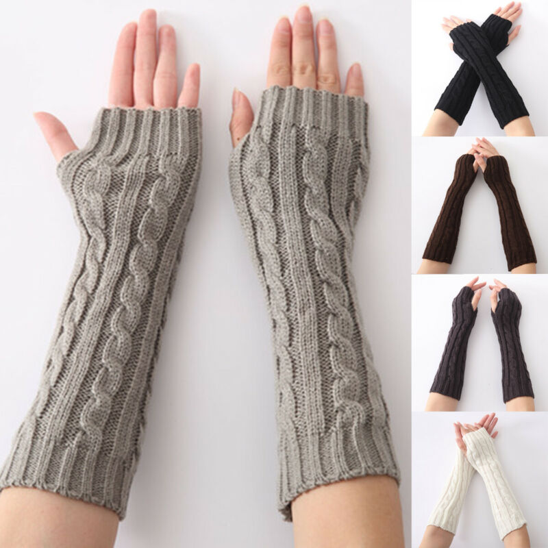 Nova marca feminina braço warmer 1 par feminino algodão para cabo de malha quente inverno manga sem dedos luvas sólido outono inverno quente 2019