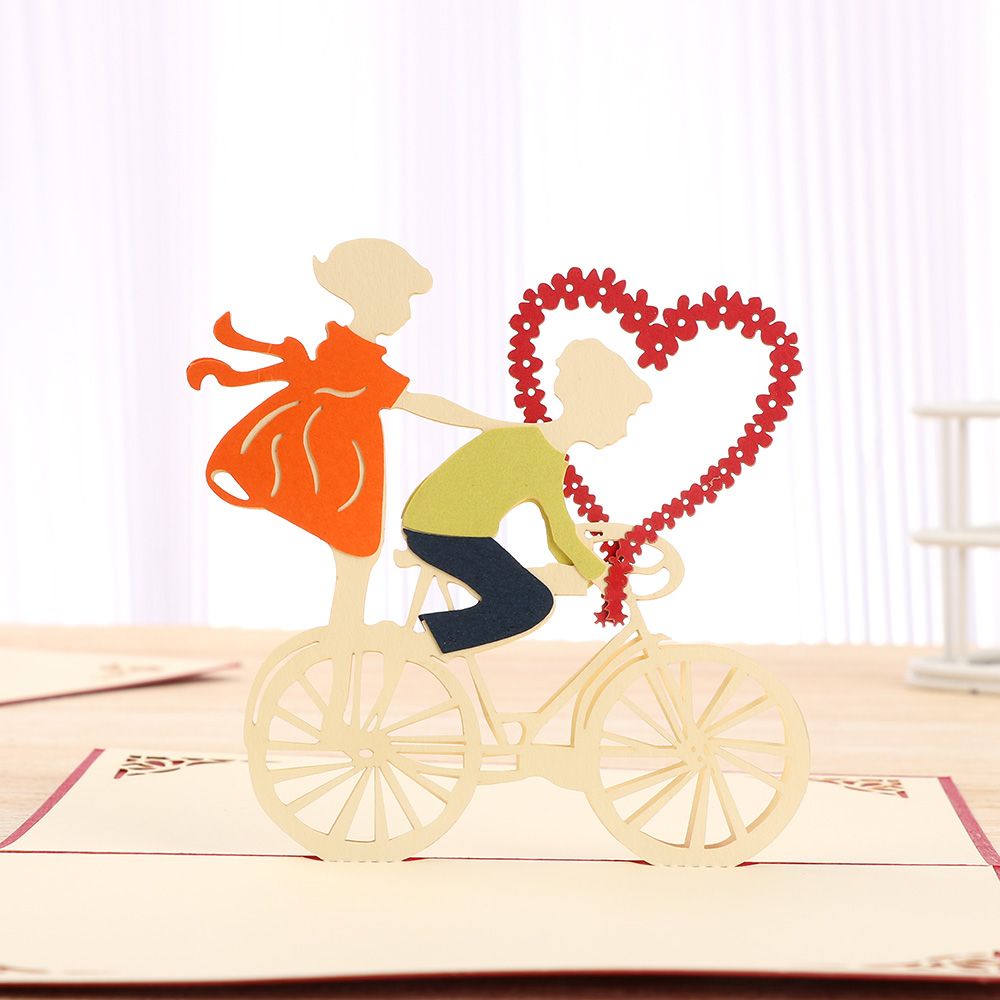 1Pcs 3D Pop Up Liefde Wenskaarten Met Envelop Voor Valentijnsdag Anniversary Wedding Uitnodiging Dank U Kaarten mode