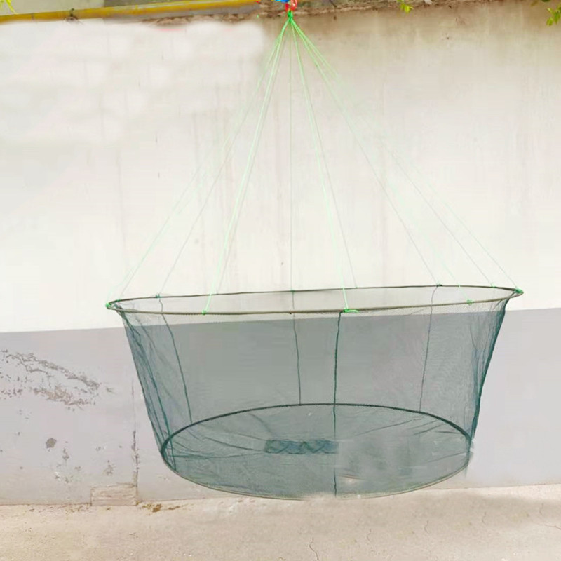 Red de caída plegable, trampas de aterrizaje de pesca, jaula receptora, cebo para gambas, cangrejo, camarones, muelle, puerto, malla de estanque para uso Vertical en orilla: Blanco
