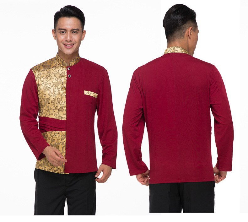 Chef Waiter Uniform Supermarket Bar Cafe Hotel Restaurant KTV Waitress Uniform Short Sleeve Golden Embroidery Bar Work Wear