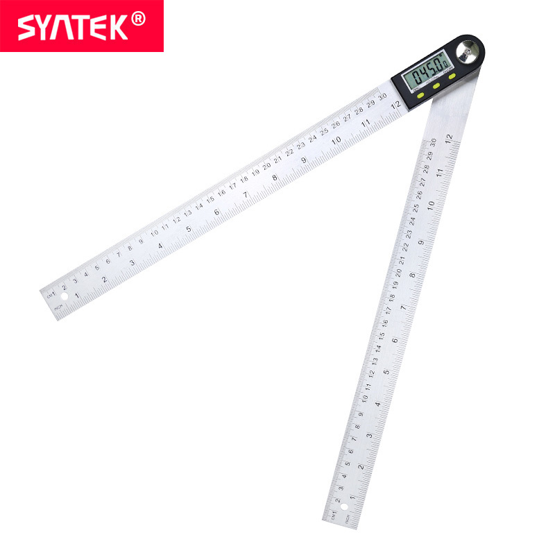 Syntek 0-200mm 0-300mm Electronic Digital Angle Finder Meter Stainless Steel Angle Ruler Protractor Inclinometer Goniometer CE: 0-300mm