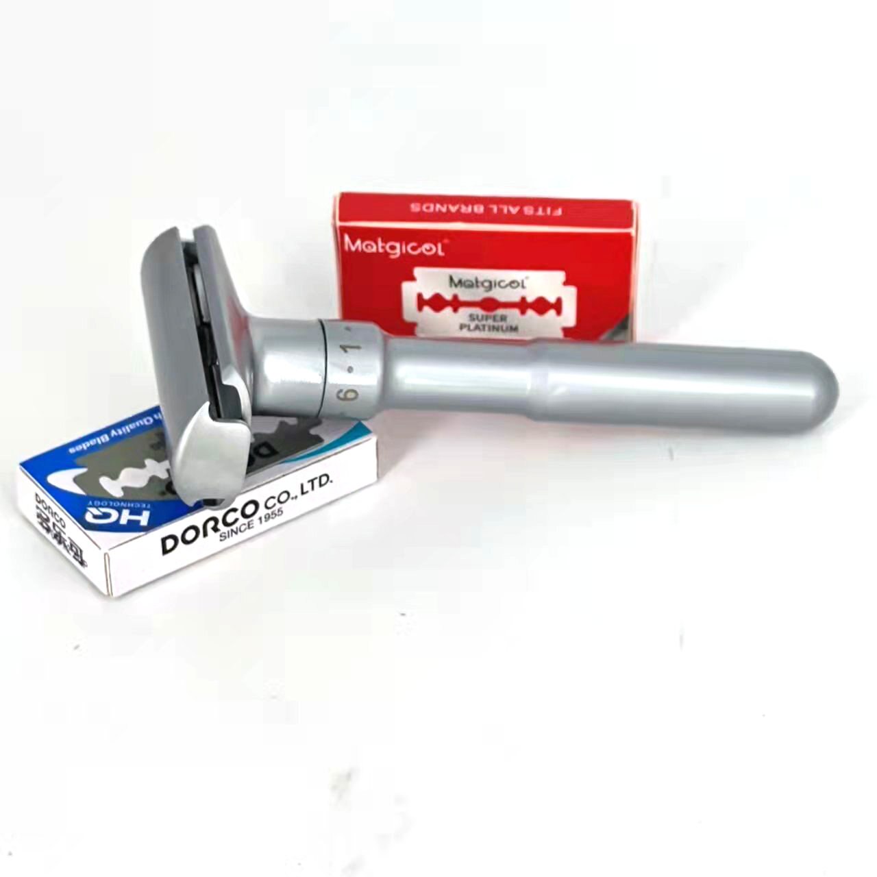 Adjustable Safety Razor Double Edge Classic Mens Shaving Fits All Double Edge Blades 15PCS Shaving Blades