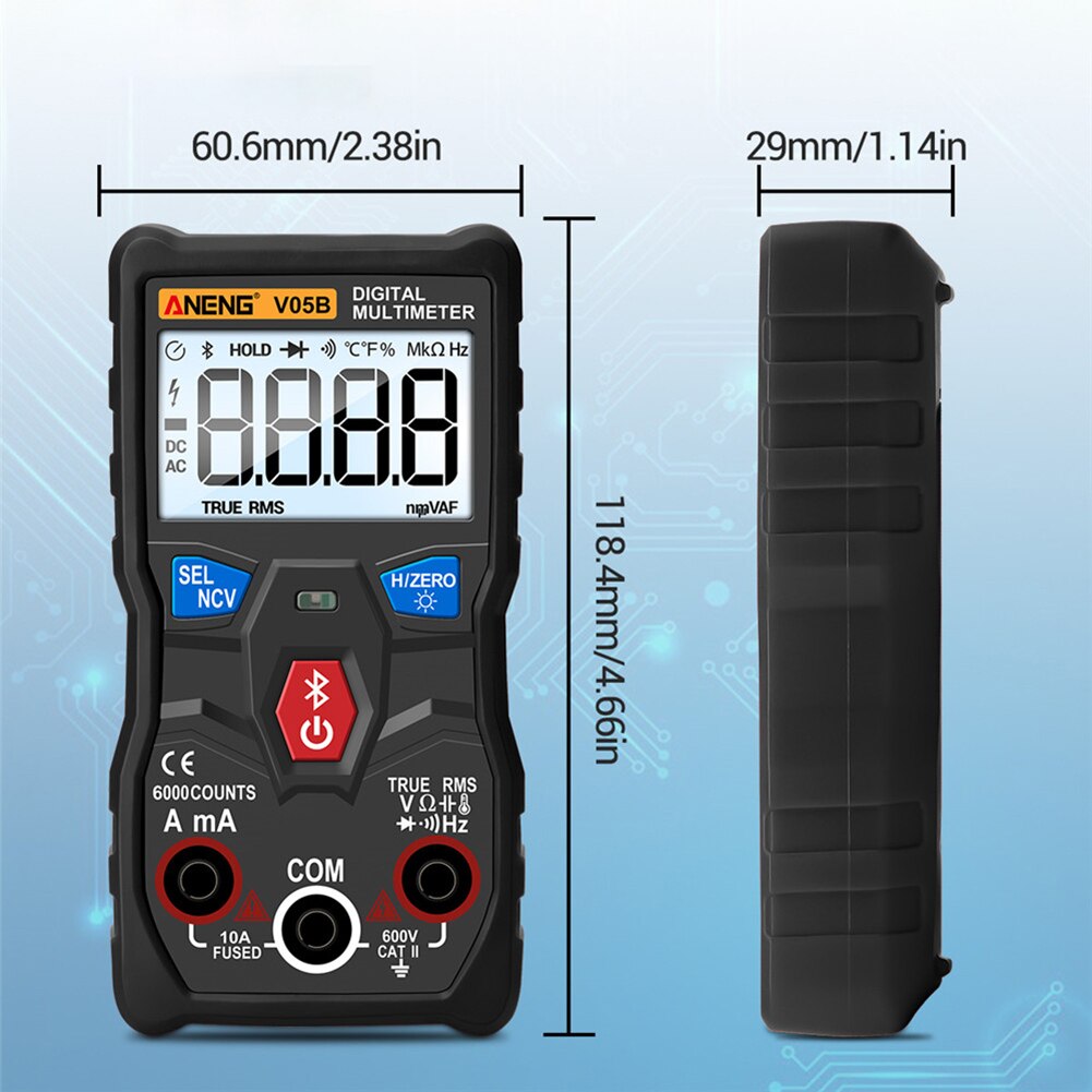 Multimetro Bluetooth multimetro V05B amperometro digitale True RMS con torcia per accessori elettrici domestici