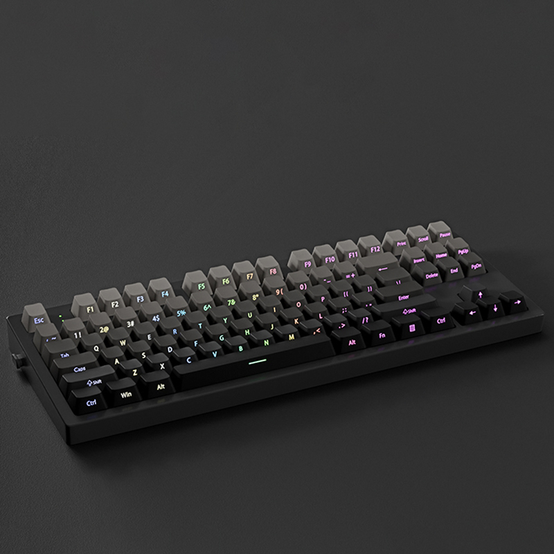 Gradient Gray Cherry Profile Side Printed PBT Keycaps Double Shot RGB Backlit Keycaps 135 Keys for Cherry MX Switches Keyboards