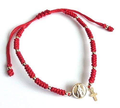 Virgen la Milagrosa Order of the Virgin Mary bracciale regolabile con cordino rosso per braccialetto di preghiera di buona fortuna