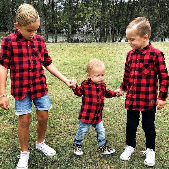 Casual baby kinder shirt tops geruite blouse jongens meisjes lange mouwen gestreept shirt jongens meisjes jas kleding