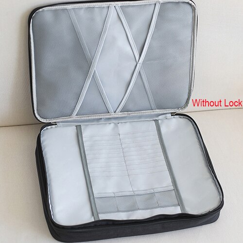 Grande capacidade saco de documentos homem viagem à prova dwaterproof água bolsa organizador do escritório arquivo pasta negócios zíper bolsa acessórios: Black D