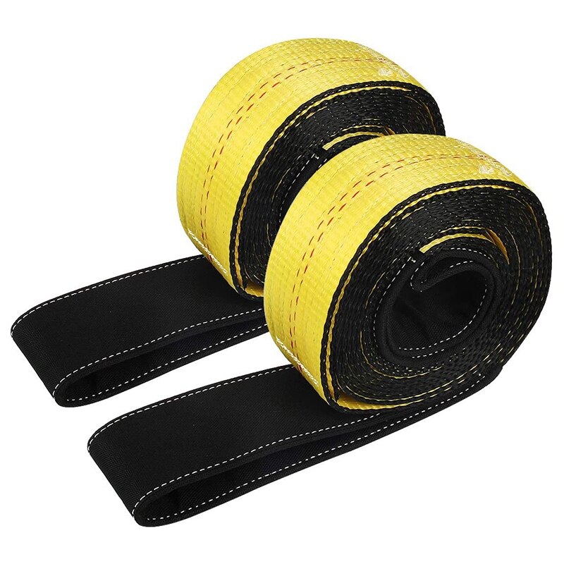 2 Pieces of Sling 10'X 2 inch Widened Flat Two-End Buckle Sling Strap Heavy-Duty Sling Polyester Sling(Yellow and Black)