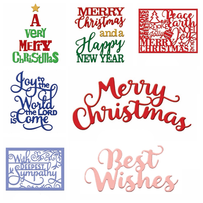 Letters Merry Christmas Metal Cutting Dies Stencil for DIY Scrapbooking Photo Album Embossing Cards Making Decorative Crafts