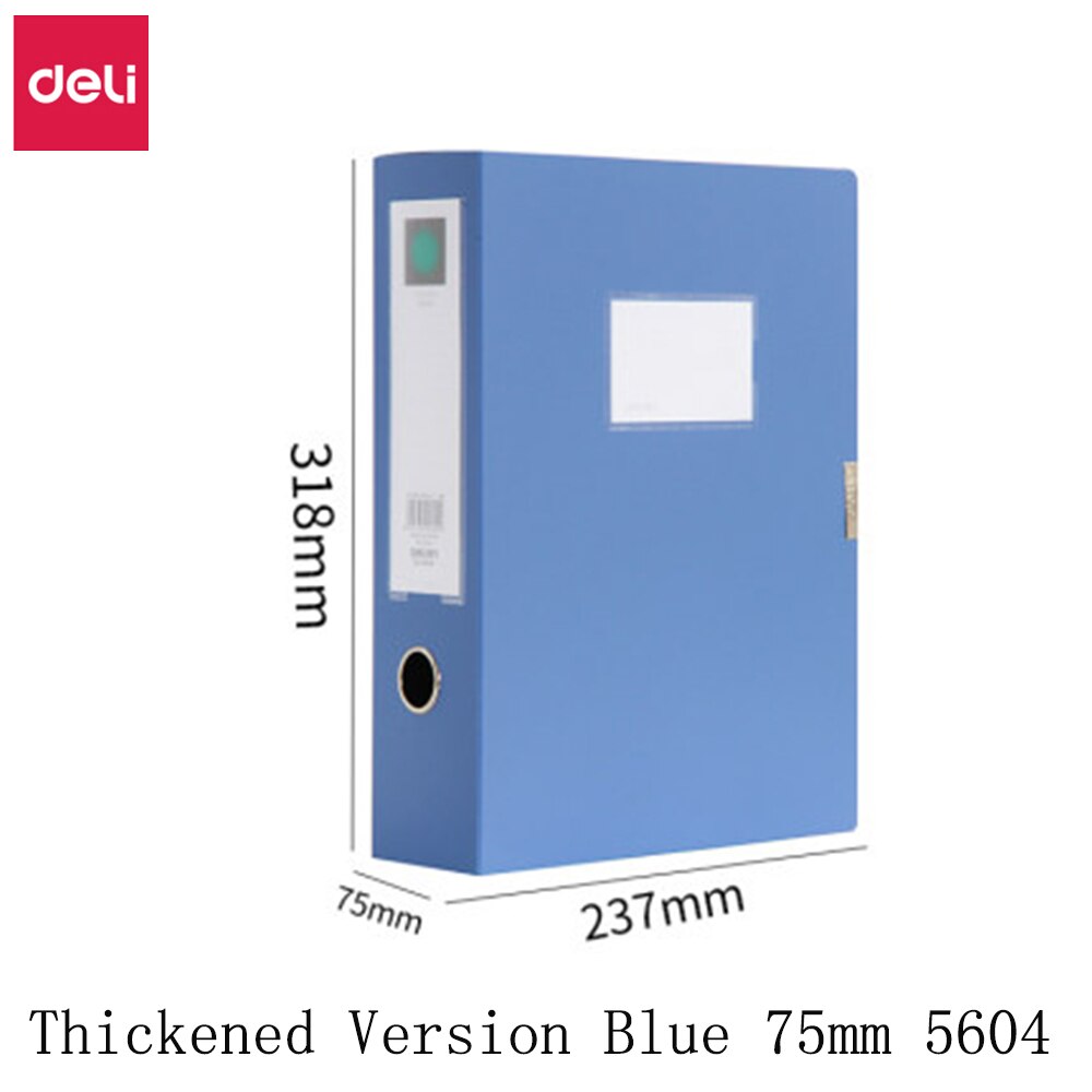 Deli filboks  a4 filboks klebrig databoks mappe lagringsboks filsett multispesifikasjoner stor kapasitet lagringsfilassistent: Fortykket blå 75mm