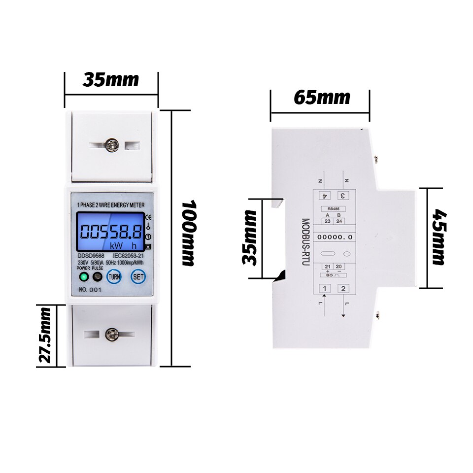 RS485 5-80A 230V AC High Precision Electric Energy Meter Digital Electricity Consumption Meter With Voltage Current Display