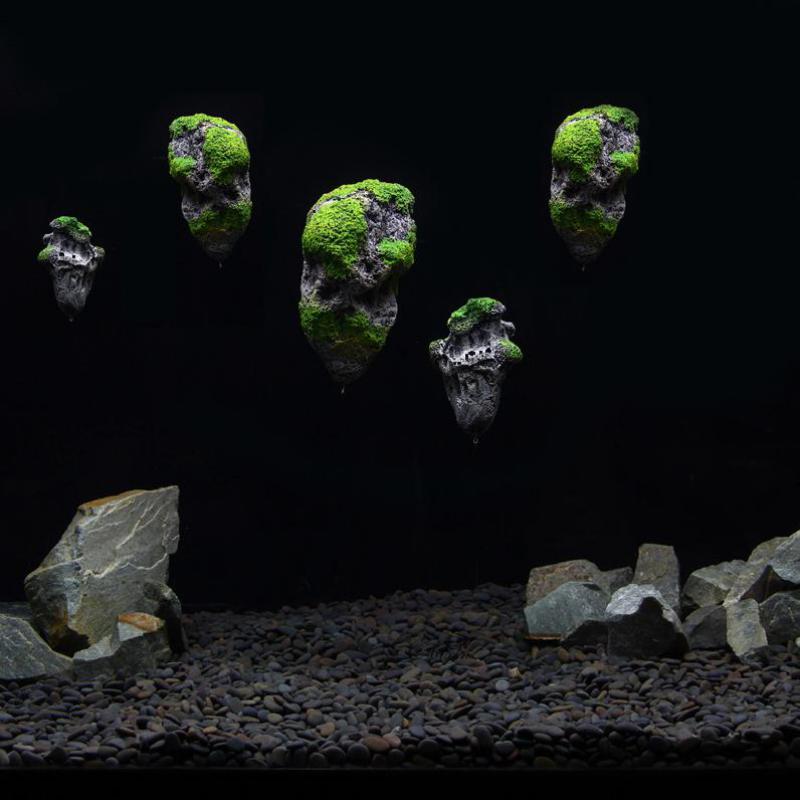 Moss Drijvende Rock Aquarium Decoratie Hars Kunstmatige Vliegende Stone Decor Puimsteen Ornament Voor Aquarium Landschapsarchitectuur