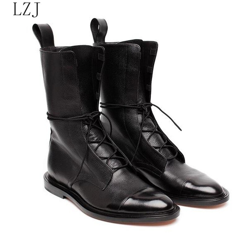 Botas planas de charol de estilo británico Para Mujer, botas en Punta Negra, botas Para motocicleta, Zapatos Para Mujer