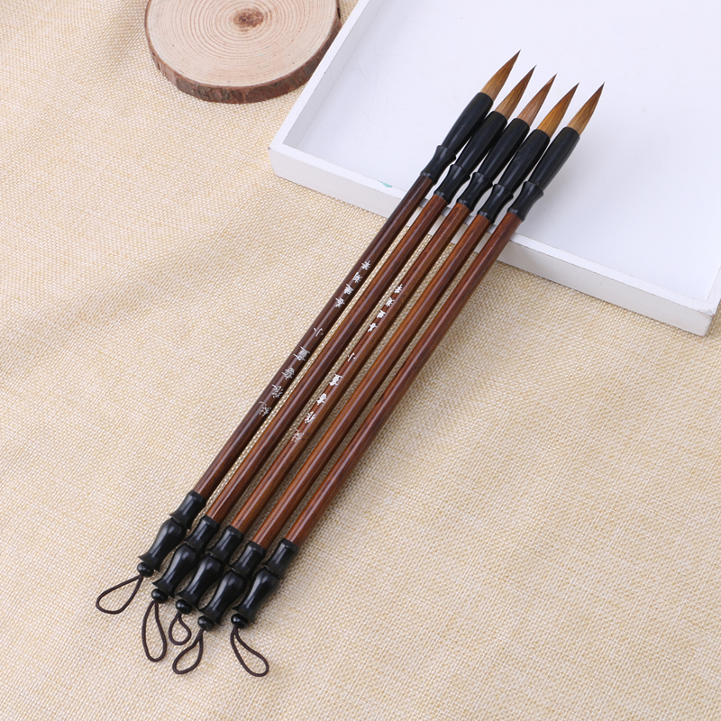 Chinese Calligraphy Brushes Pen Wolf Hair Writing Brush Wooden Handle