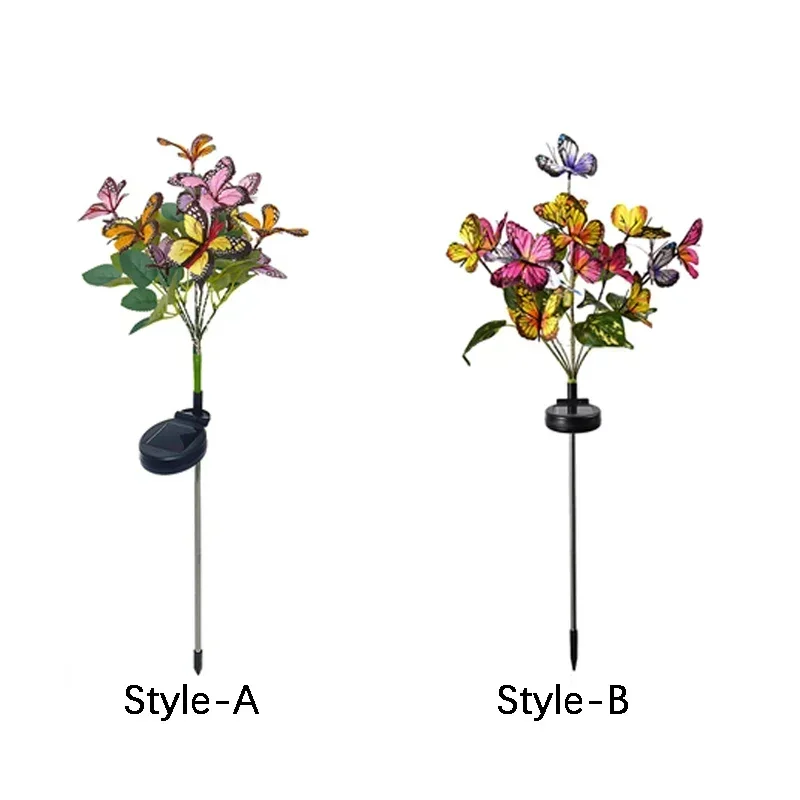 LED Simulation Butterfly Sunflower Outdoor Solar Light Garden Summer Landscape Lighting Camping Wedding Party Decor Lawn Lamp