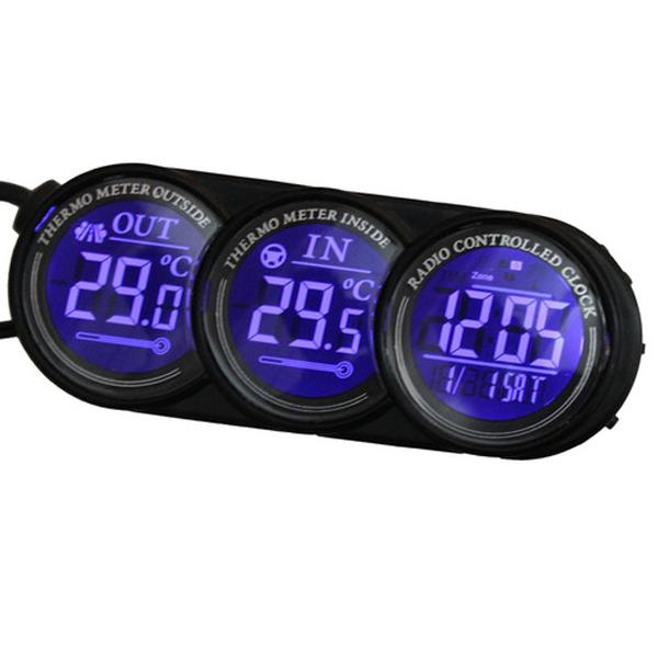 Lcd-scherm auto binnen buiten thermometer voertuig klok kalender spanningsmonitor temperatuurmeter