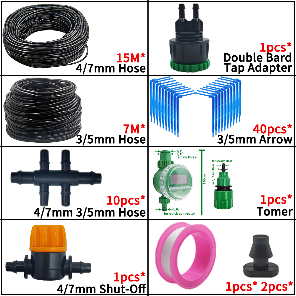 Oasis Garden 4/7mm to 3/5mm Hose Automatic Watering Drip Irrigation System Kit Elbow Emitter Potted Plant Home Bonsai Greenhouse: plum