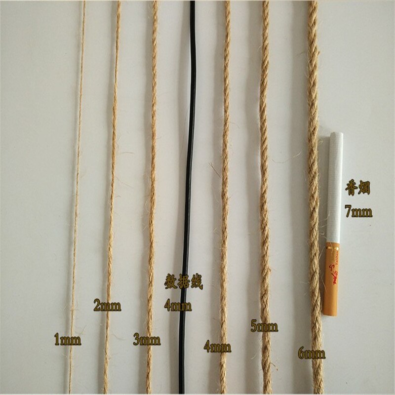 Cuerda trenzada para decoración de pared, hilo de yute de 1/2/3/4/5/6/8mm de diámetro, etiqueta de cáñamo para fotos, accesorios de bricolaje