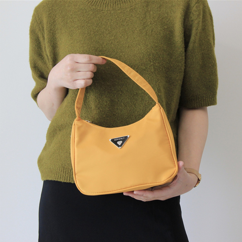 Rétro sacs pour femmes sacs à main de luxe et sac à main en Nylon femmes petit sac à bandoulière couleur bonbon embrayages Vintage Armpites sac à main: Yellow handbag