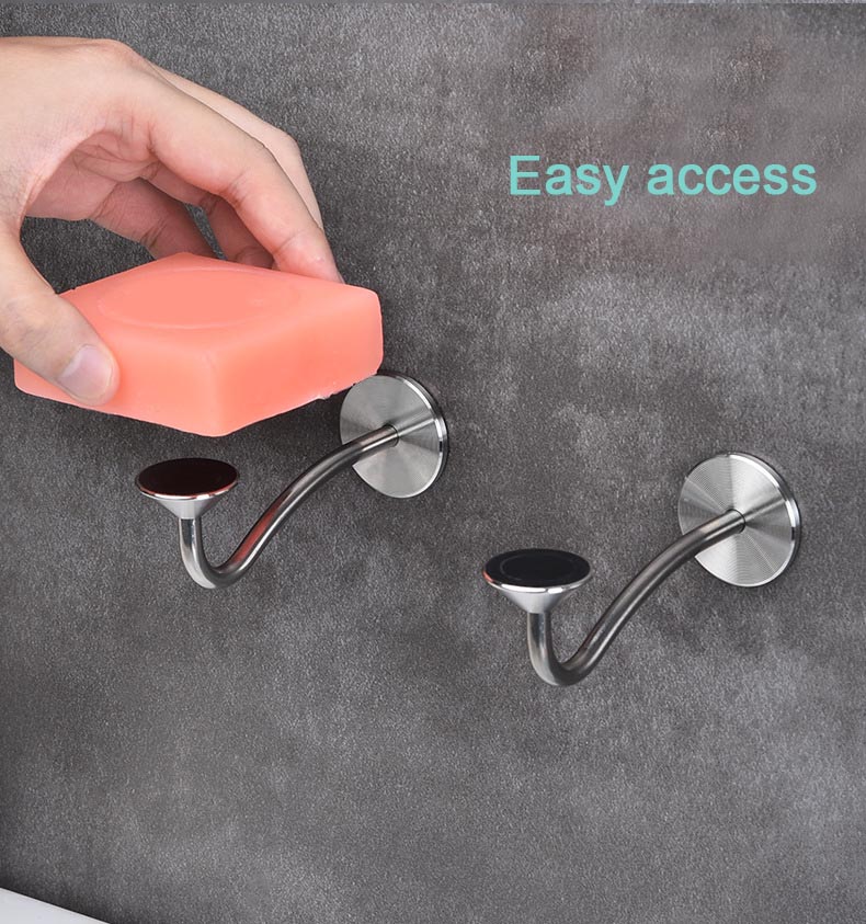 Soporte de jabón magnético de acero inoxidable montado en la pared, escurridor de jabón, suministros de baño LB88