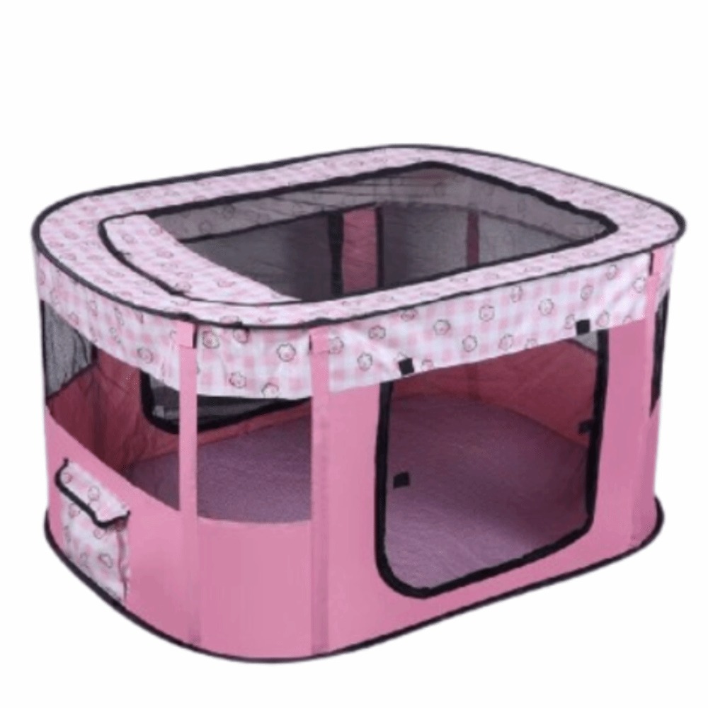Visible Portable Pet Playpen Breathable Removable Folding Pet Cage Collapsible 300D Oxford Cloth Cat Room Outdoor: WHITE