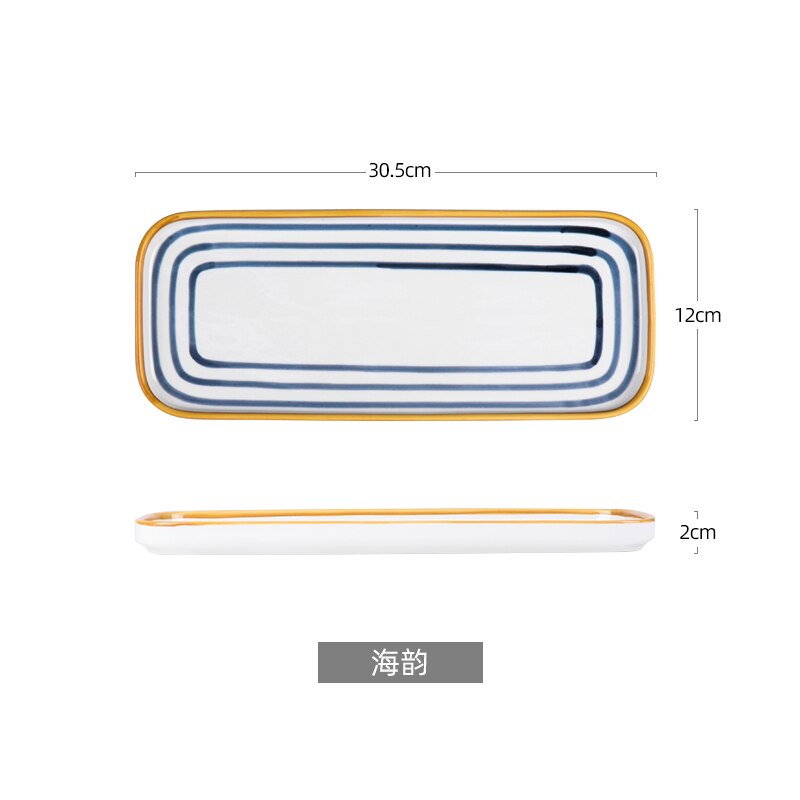 Serving Plate Dinner dish Underglaze Color Tableware Dish Steak Flat Plate Breakfast Plate Hand-painted Ceramic: 12 INCH B