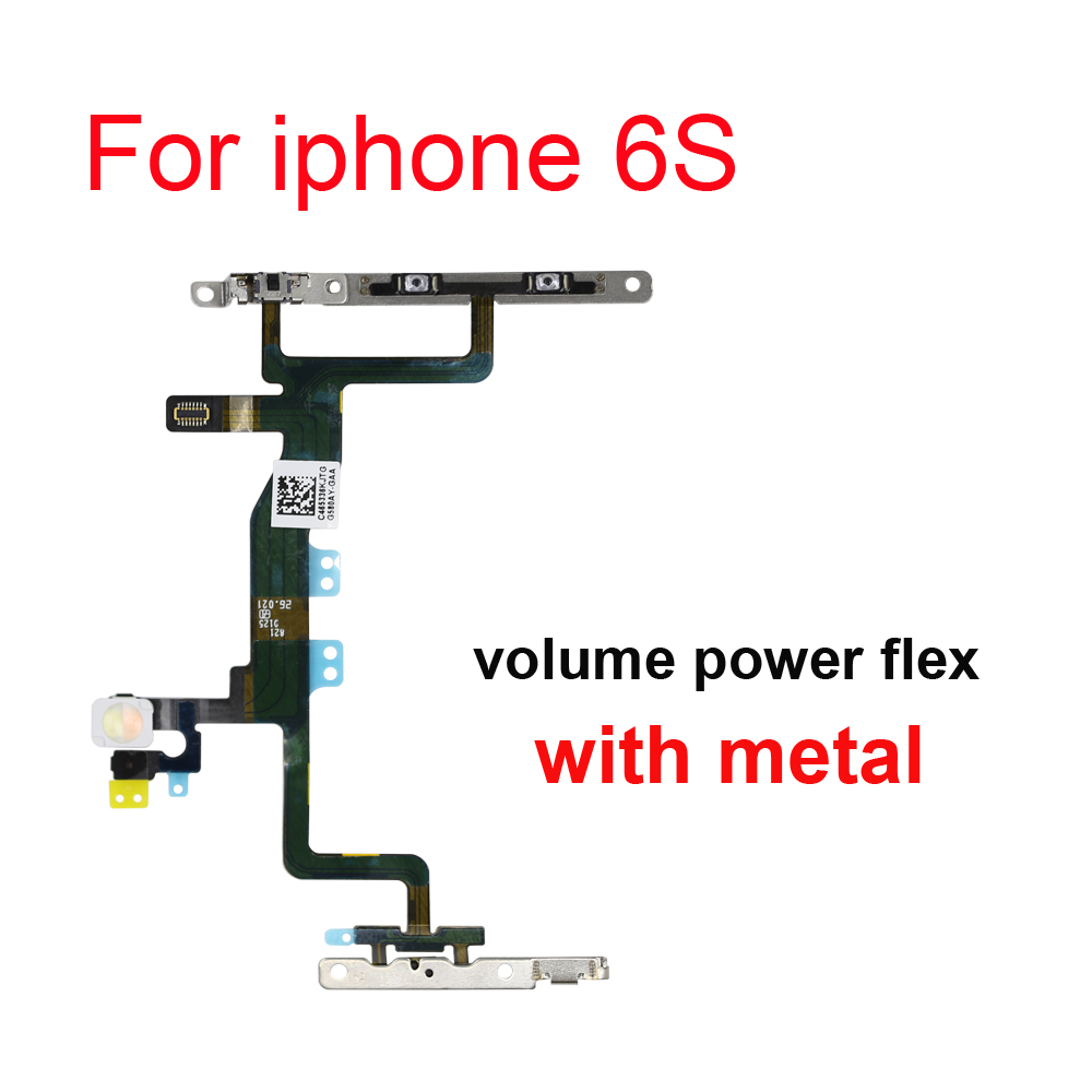 Power On Off Flex For iPhone 5S 6 6S 7 8 Plus X XR Xs Max 11 Pro Volume Up Down Side Button Key Ribbon Flex Cable With Metal: WHITE