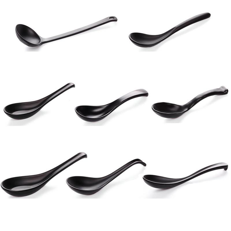 Spoon Soup Spoon Black Matte Ladle Spoon Plastic Japanese Style Melamine Tableware Anti-Fall Tortoise Shell Shaped Spoon