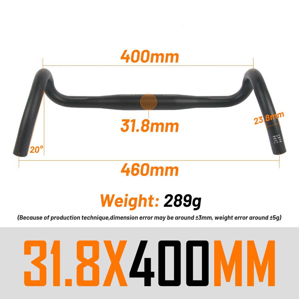 UNO Ultralight Road Bicycle flared bar Outer Bar Bicycle Handle 31.8400/420/440/460mm Racing Gravel Bike Handlebar: 31.8x400MM