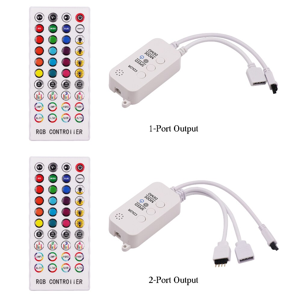 Bluetooth LED Controller Wireless APP Remote 40 Keys 6A Smart Connection Switch 3CH X 2A Dimmer for RGB LED Strip Lights 12-24V