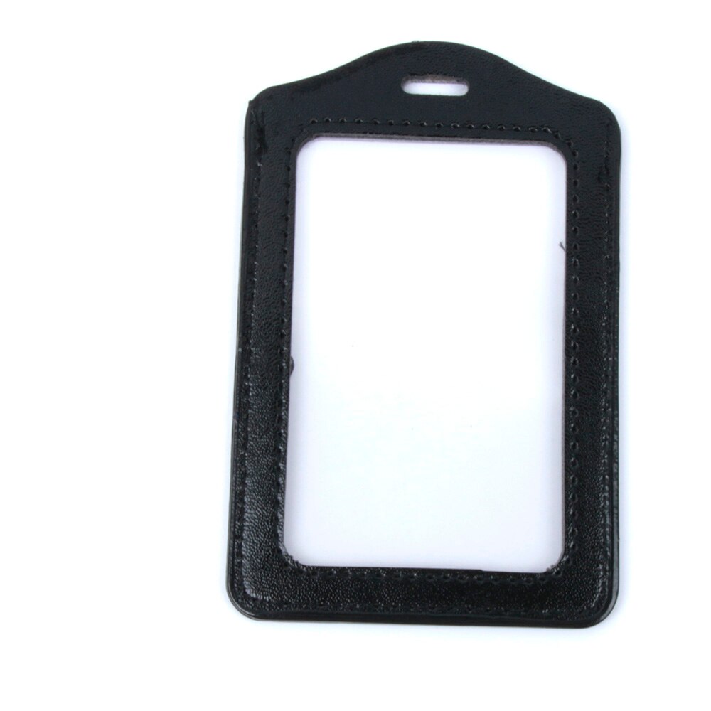 1 Uds. De Funda de cuero PU para Credencial de identificación, transparente y con borde de Color, orificios de cordón, tarjeteros de banco, accesorios para insignia de identificación: black