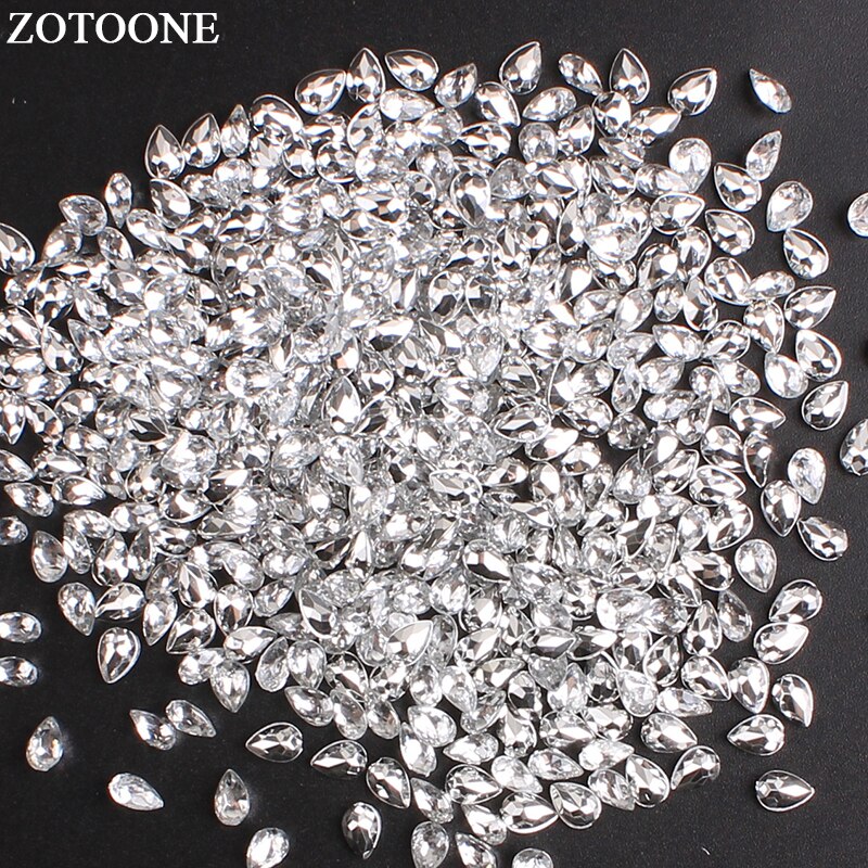 Zotoone 100 Pcs 4*6 Mm Shape White Acryl Lijm Op Strass Stenen En Kristallen Strass Applique Diy bruiloft Decoratie E: Default Title