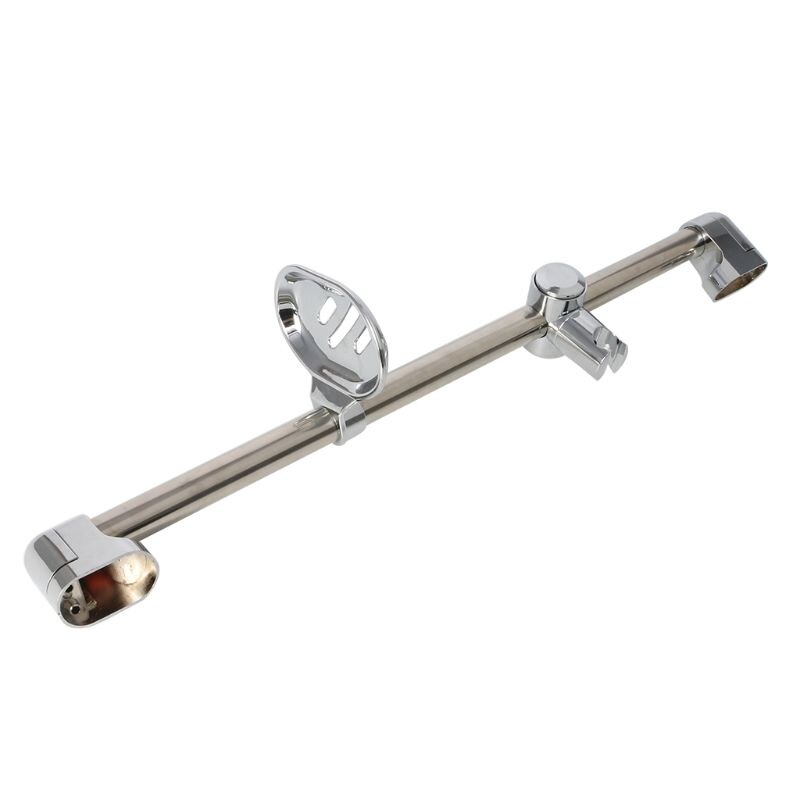 Stainless Steel Shower Head Holding Rod With Soap Box Adjustable Lifting Rods