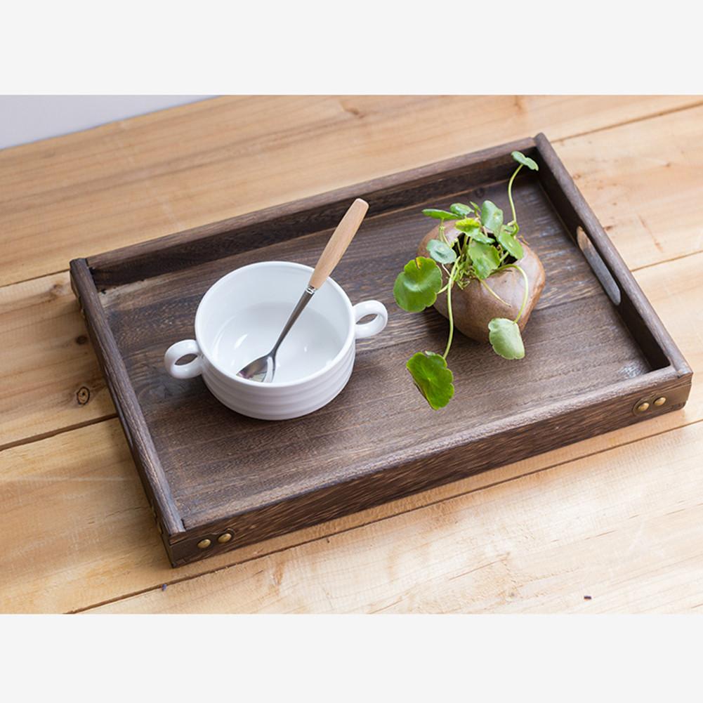 Rectangular Dinner Dessert Suppliers Solid Wood Tableware Retro Breakfast Storage Tea Food Hotel Home Serving Tray Snack 3 Size