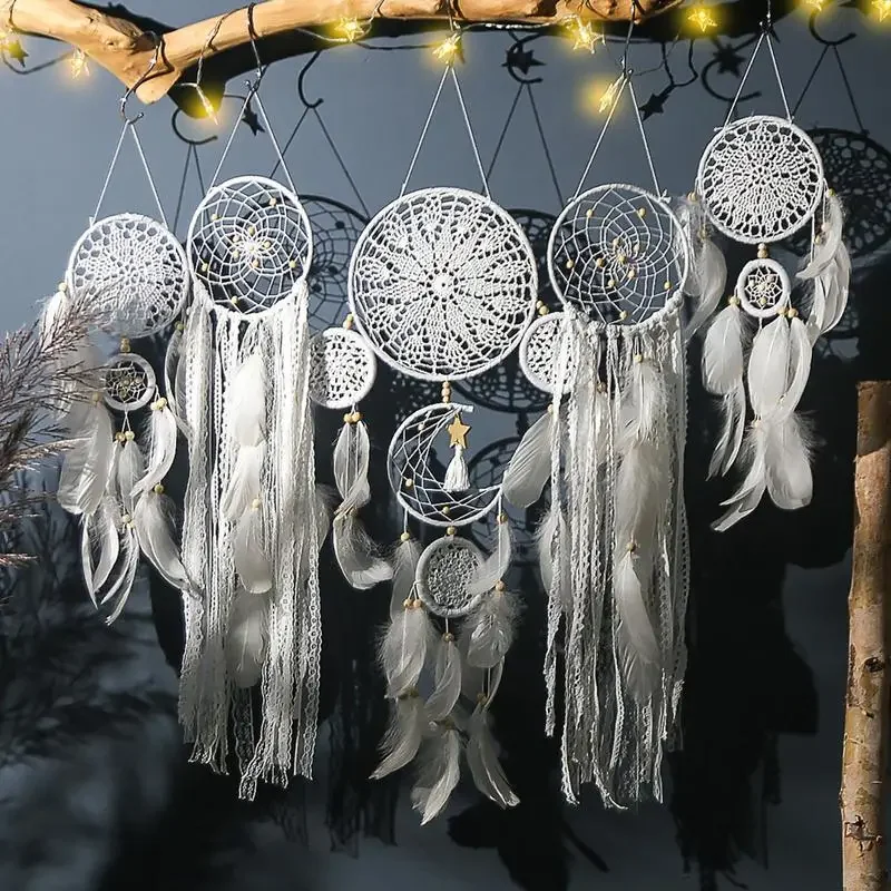 5 unids/set atrapasueños Boho decoración del hogar macramé atrapasueños tapices de pared Luna Ramadán atrapasueños niños adorno para guardería