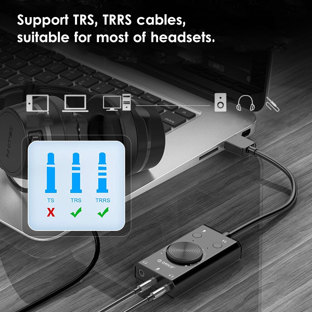 Usb Geluidskaart Plug En Play Externe Stereo Sound Adapter Hoofdtelefoon Microfoon Splitter Converter Ondersteunt Trs/Trrs Compatibel