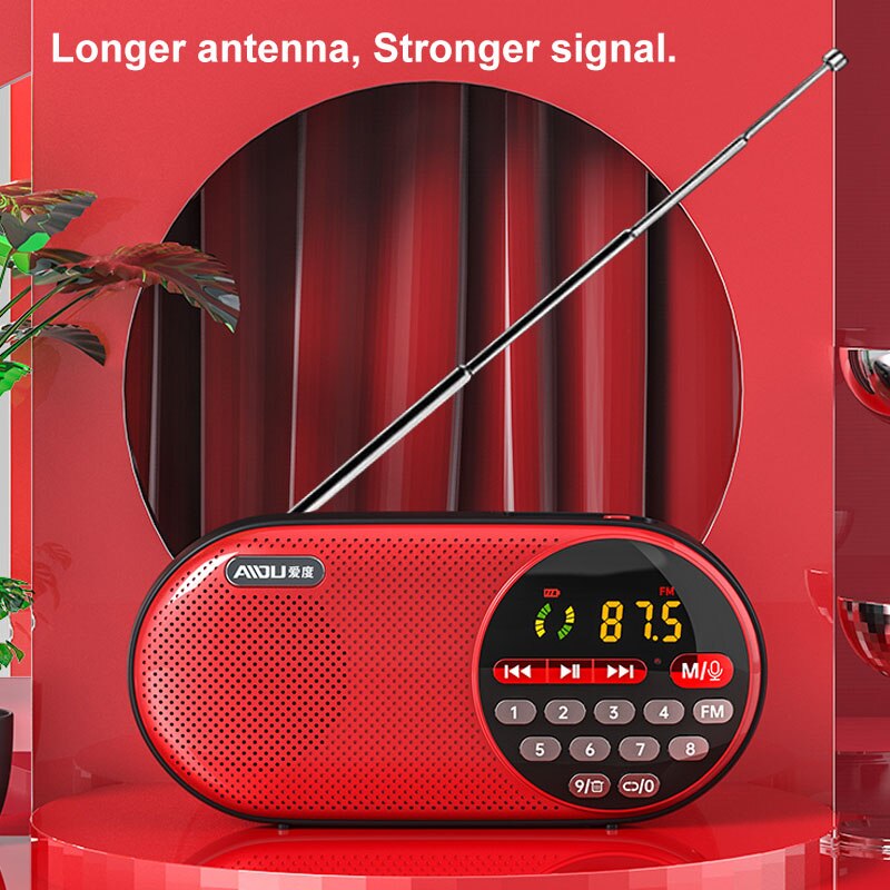 4000mAH Rechargeable FM Radio Portable Speaker Music Player with LED Display Support TF Card U Disk 3.5mm Headphone Jack