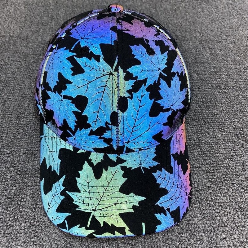 2020 novo colorido maple leaf boné reflexivo boné selvagem colorido reflexivo boné de beisebol chapéu de golfe casual SL-07