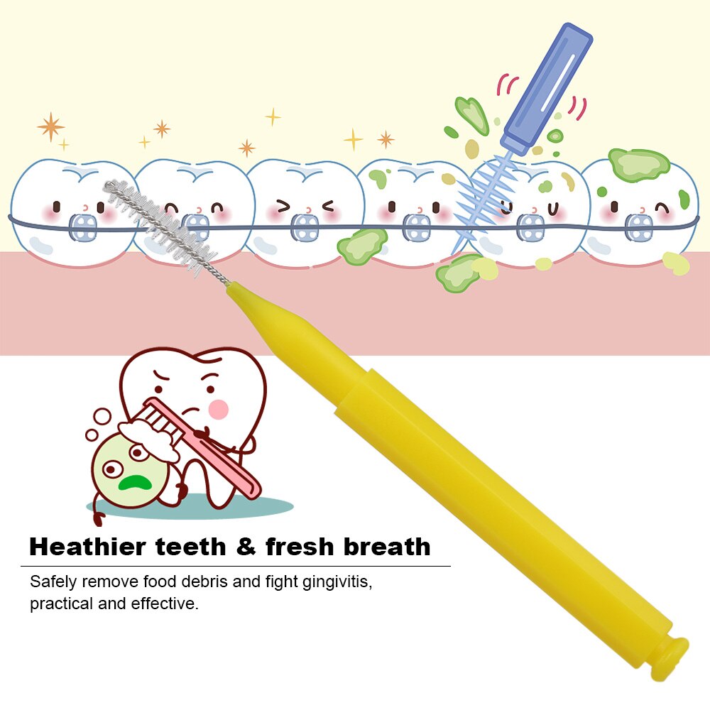 8 stk tandrensende tandstikker push-pull interdental børste mundpleje tandrensebørste ortodontisk tandstikker tand