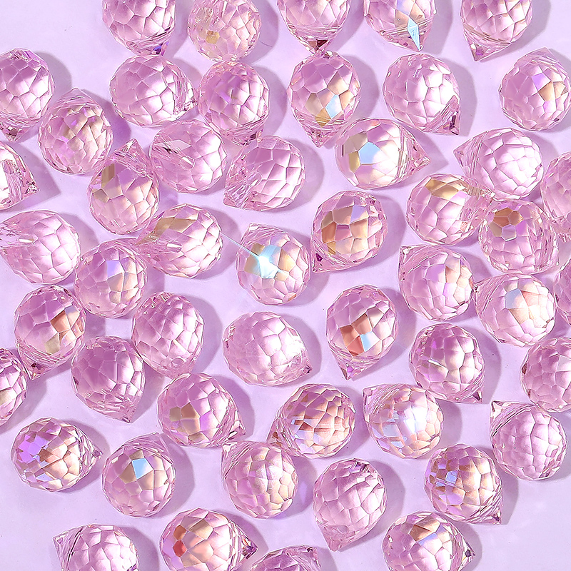 Cuentas de fresa de cristal de 10x8mm, cuentas de vidrio facetadas brillantes de Color AB para fabricación de joyería, pulseras DIY, accesorios para pendientes, 50 Uds.: Azul cielo
