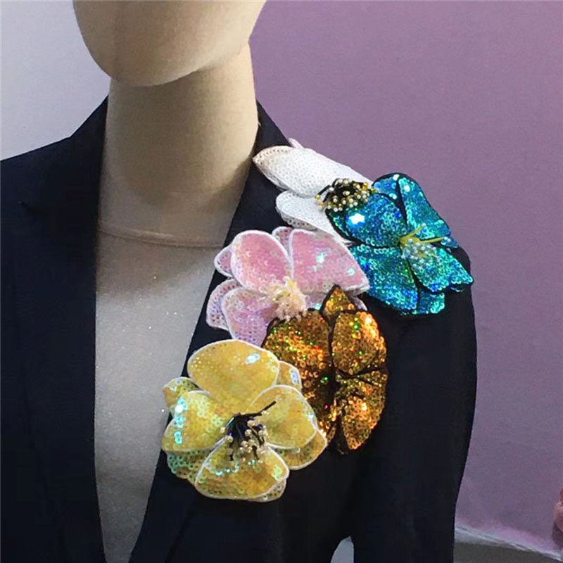 11Cm Twee Lagen Kleurrijke Pailletten Sticker Bloem Patch Naaien Kleding Decoratie Applique