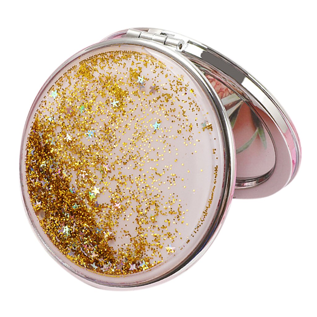 Compact Mirror Travel Pocket Makeup Mirror for Women, Purse Szie, Cosmetic: Gold-round