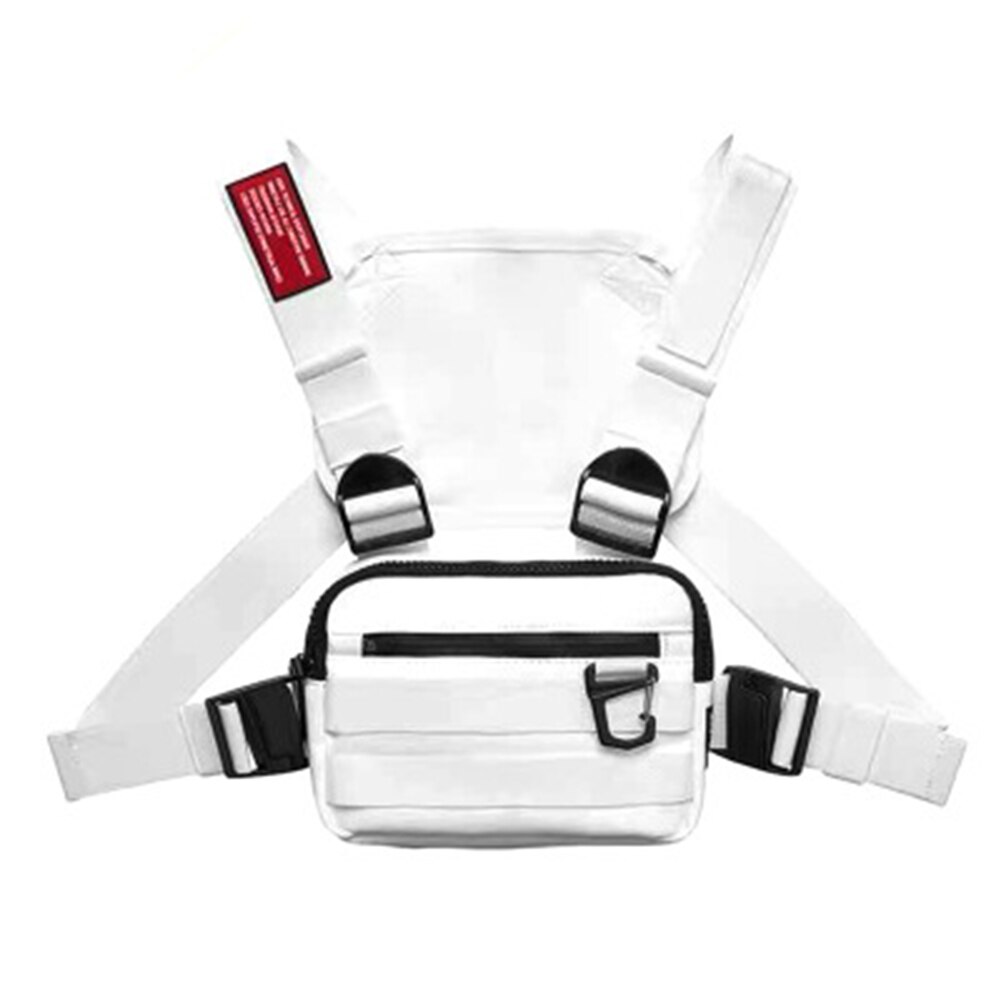 Oxford Cloth Chest Rig Bag Hip Hop Multifunctional Harness Chest Waist Pack Bags XRQ88: White