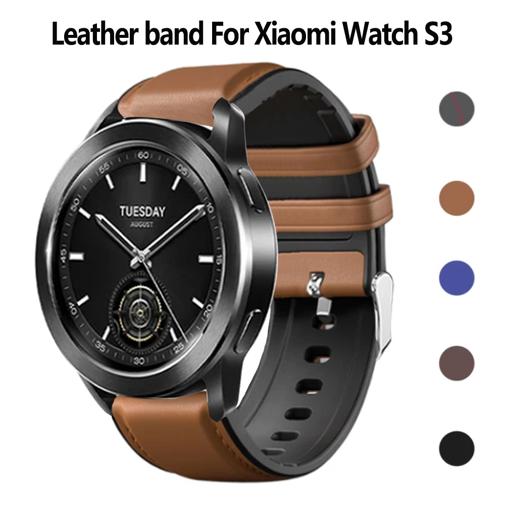 Lädersilikonarmband för xiaomi klocka  s3 smartklockarmband sportband för xiaomi klocka  s3 22mm armband tillbehör correase