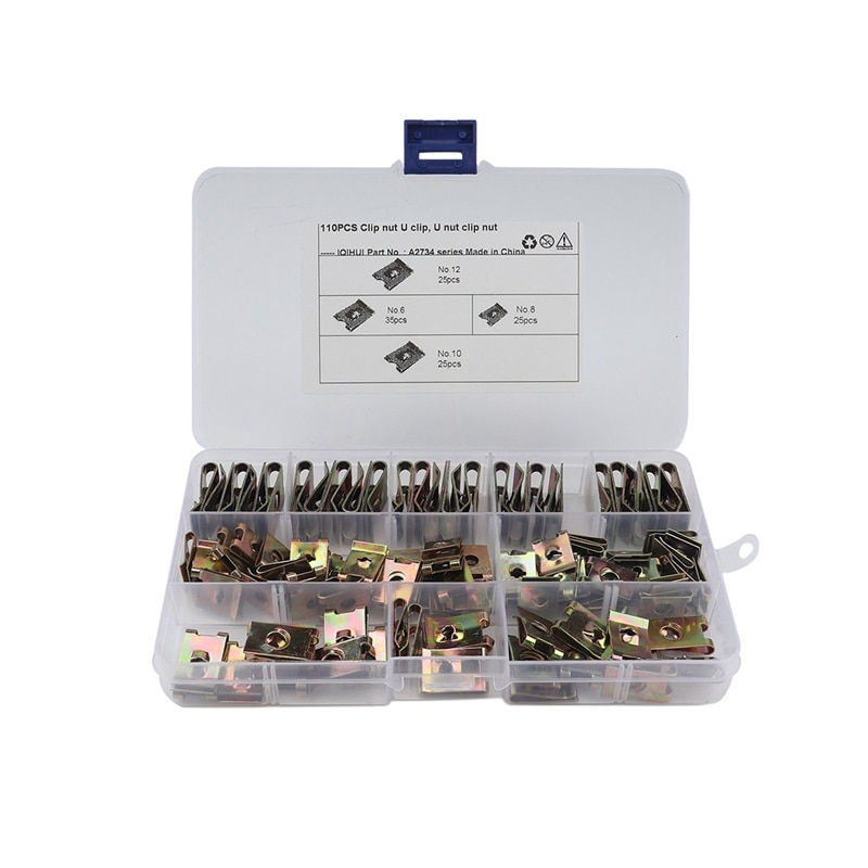 110Pcs Speed Fasteners Clips U Nuts Self Tapping Screw Spire U Clips Interior Trim Panels