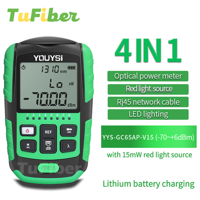 Glasvezel Power Meter 4 In1 5G 10 Golflengte Visual Fault Locator Netwerkkabel Test Glasvezel tester Opm Vfl: YYS-GC65AP-V15