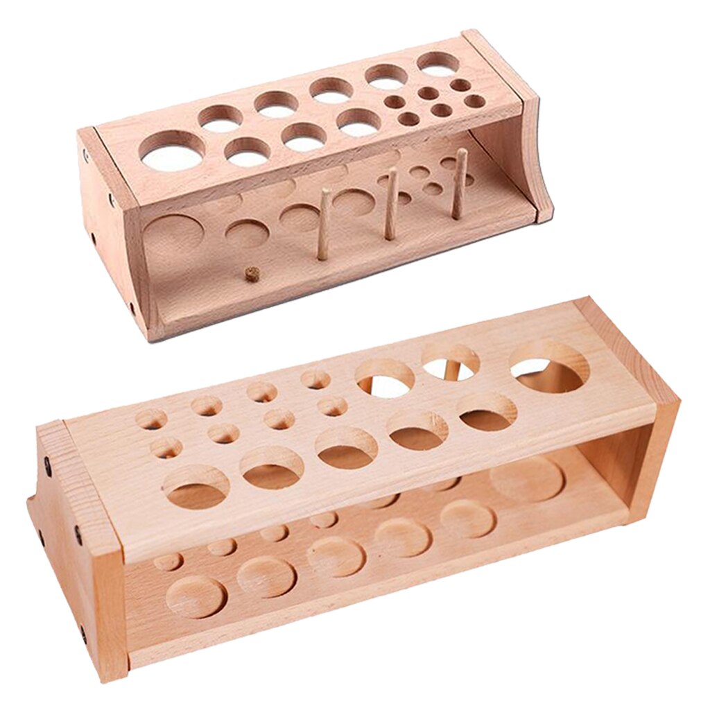 DIY Leather Craft Wood Tool Rack Wooden Stamp Punching Stand Holder Organize Box